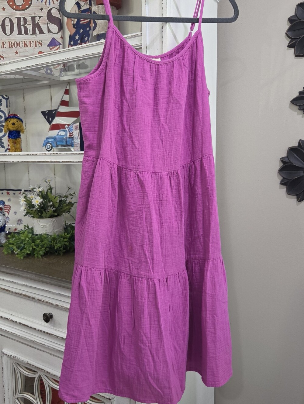 Universal Thread Bright Fuchsia Tiered Spaghetti Strap Dress